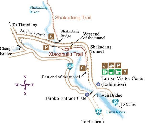 Taroko Nationalpark Wanderwege Map