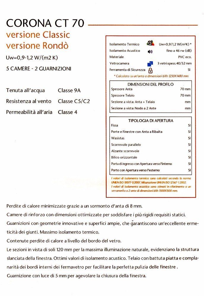 Una brochure per corona ct 70 versione classica versione rondo