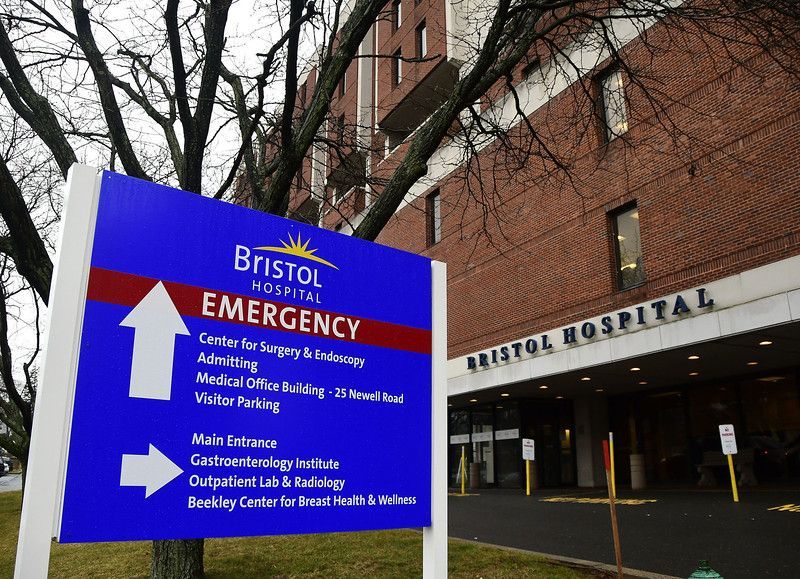 Bristol hospital emergency sign in front of a brick building