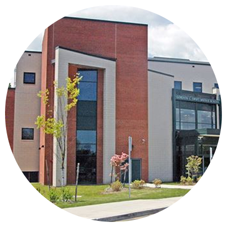 A large brick school building.