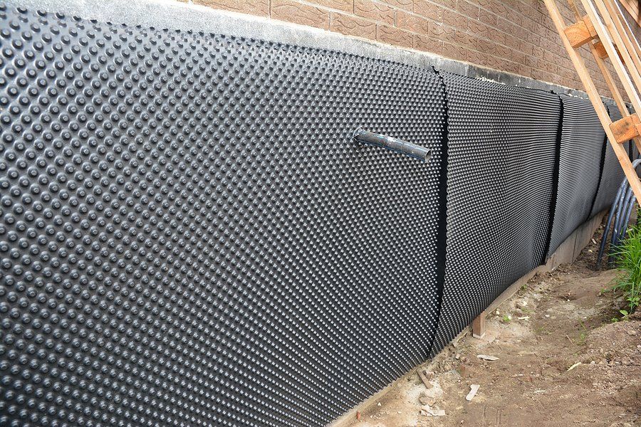 newly installed waterproofing in the wall