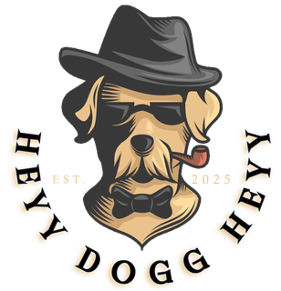 Stylized dog logo in a black fedora, with curved text reading “HEYY DOGG HEYY” around it