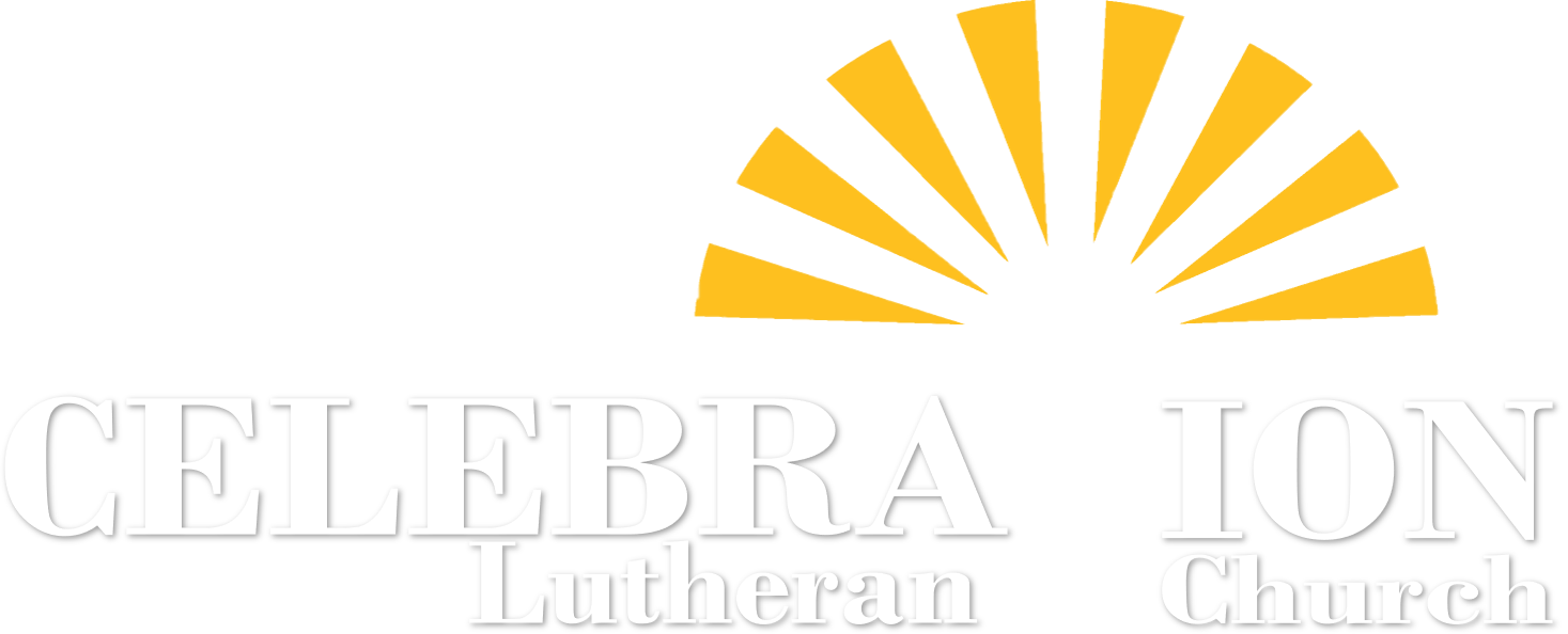 The logo for celebra ion lutheran church is a yellow sun with rays coming out of it.