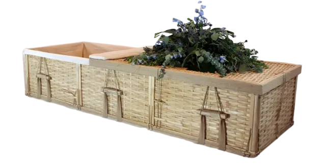 Bamboo green burial casket