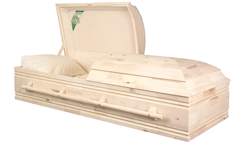 Natural wood green burial casket