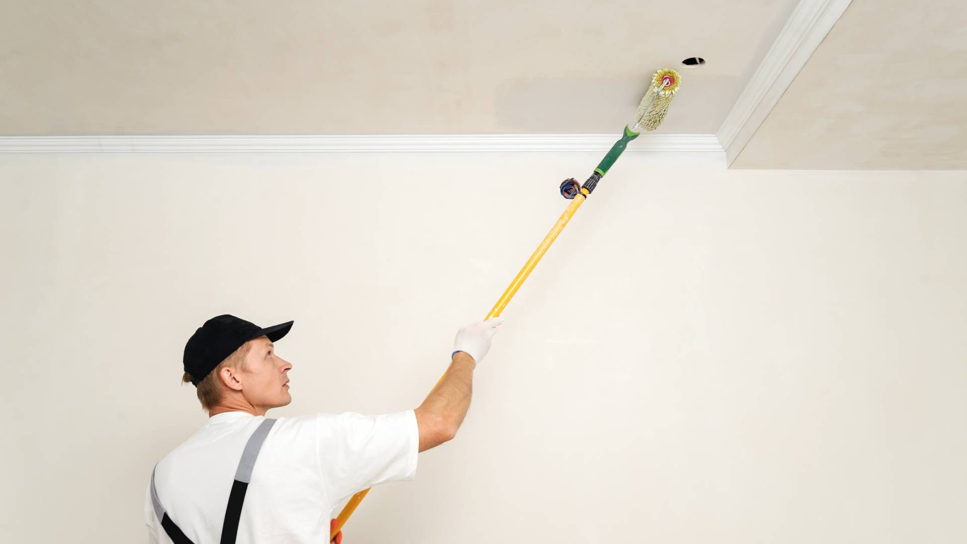 Living room with gray wall, gray sofa, black and yellow accents, rug, coffee table, and chairs.