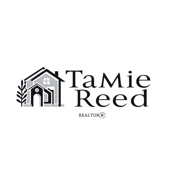 Black-and-white real estate logo with a house icon and the name &ldquo;Tamie Reed REALTOR&reg;&rdquo;