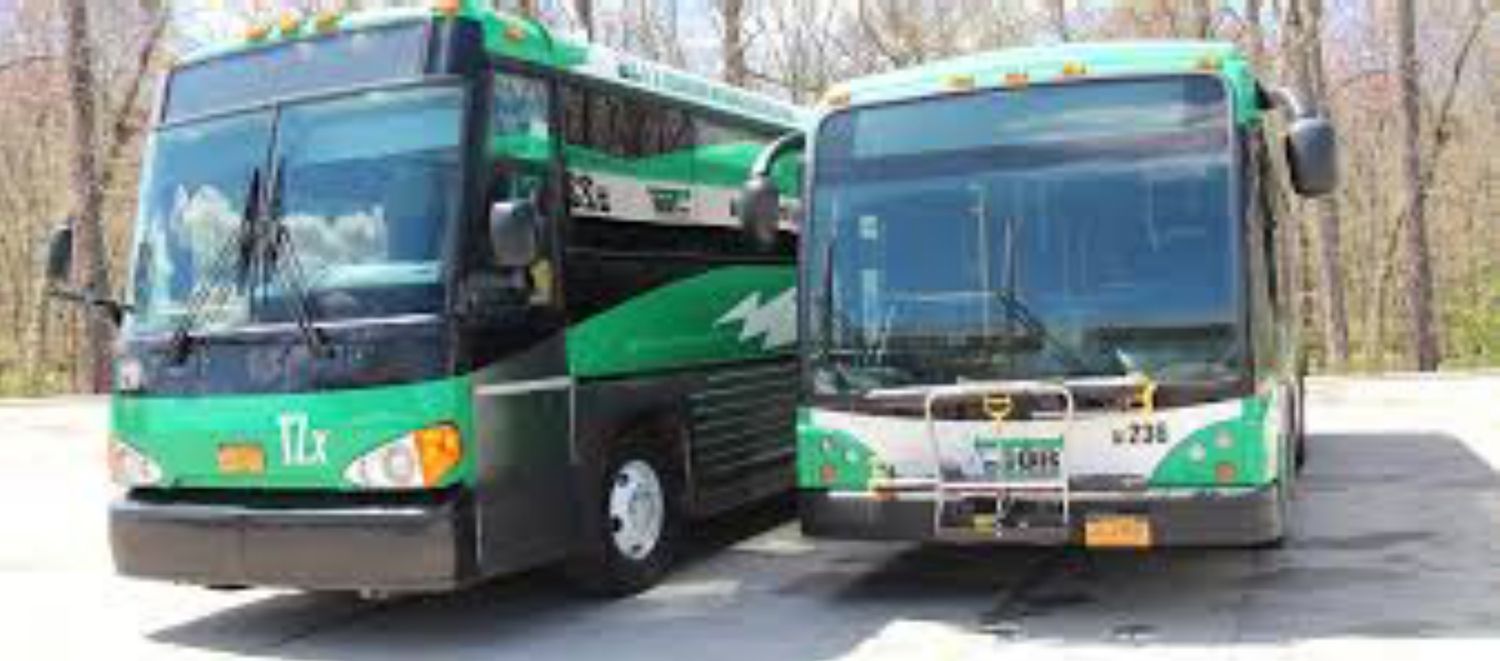 Two green buses are parked next to each other in a parking lot.