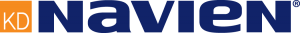 A blue and orange logo for konavien on a white background