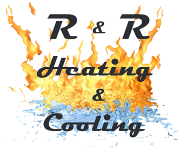 A logo for r & r heating and cooling