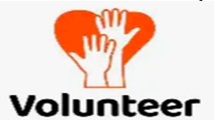 Orange heart with two hands reaching up; the word