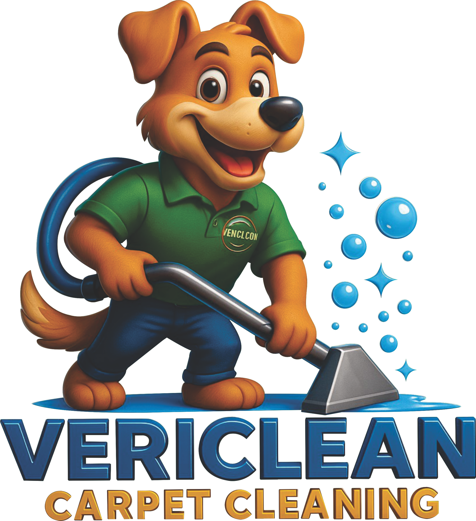 A blue oval with the word ver clean written on it.