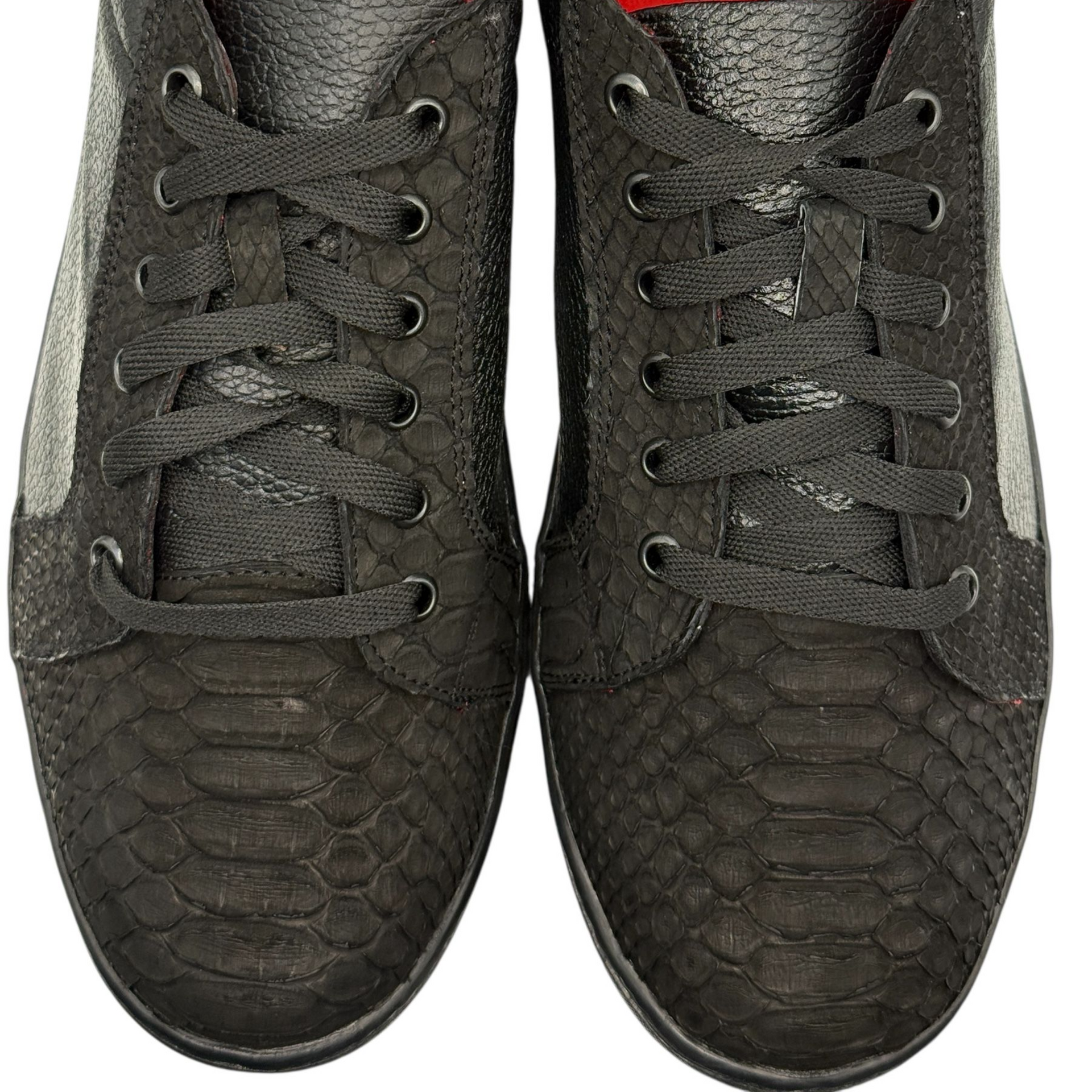 Men's Exotic Python Matte Black Red Bottom Sneakers
