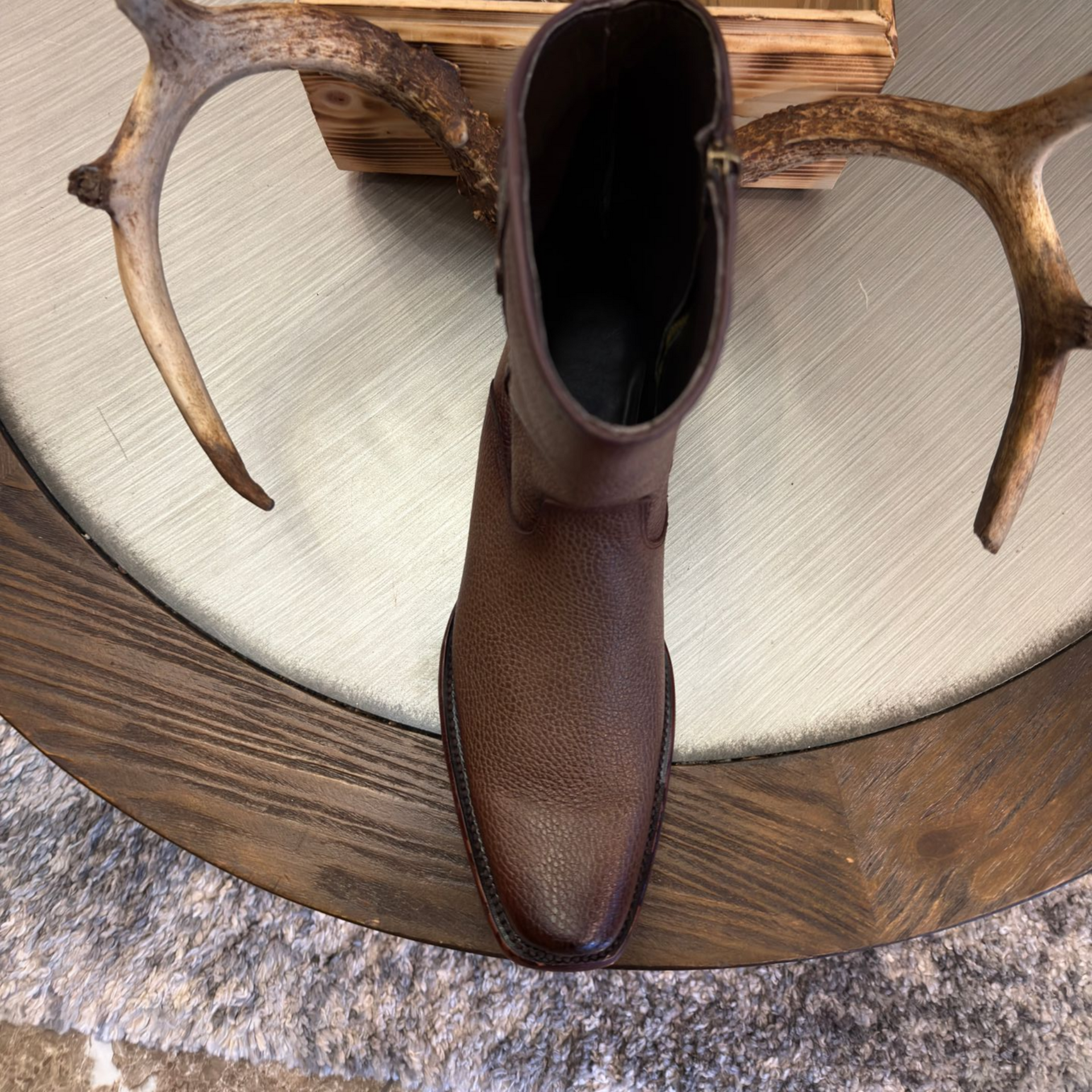 Mens Exotic Walnut Deer Cowboy Ankle Boots