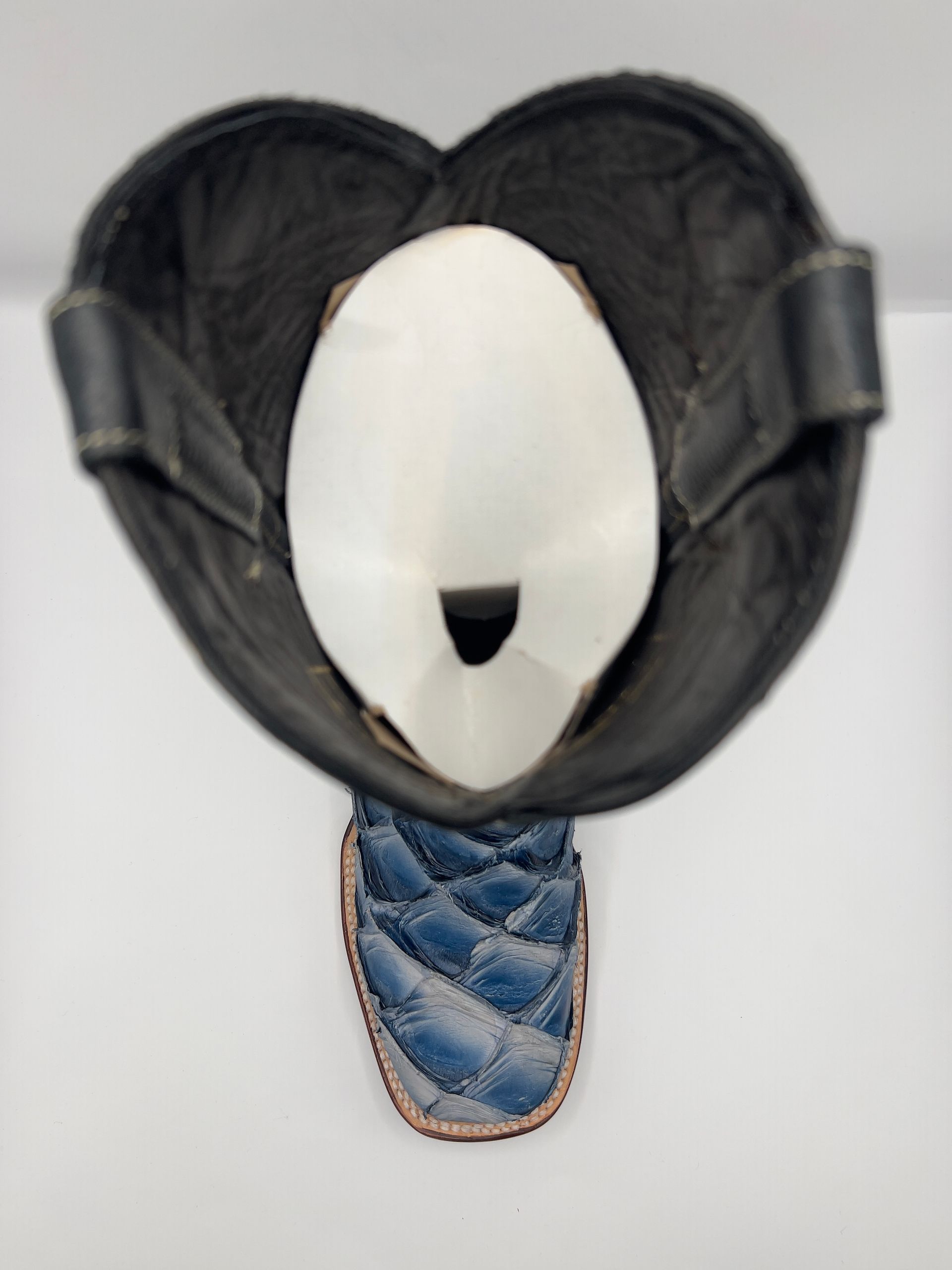 RR Western Mens Exotic Blue Pirarucu Cowboy Boots