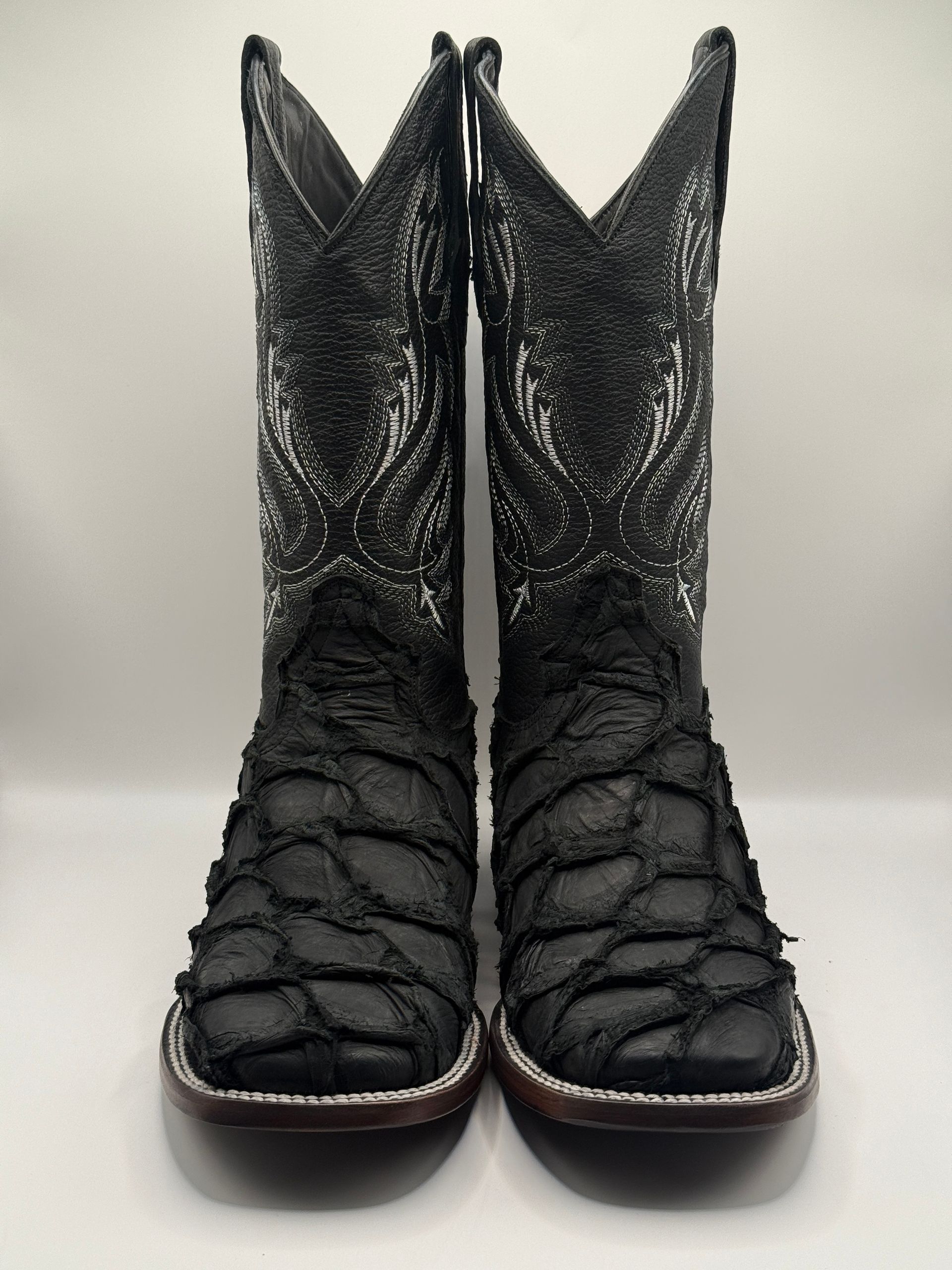 Men's Matte Black  Pirarucu Cowboy Boots
