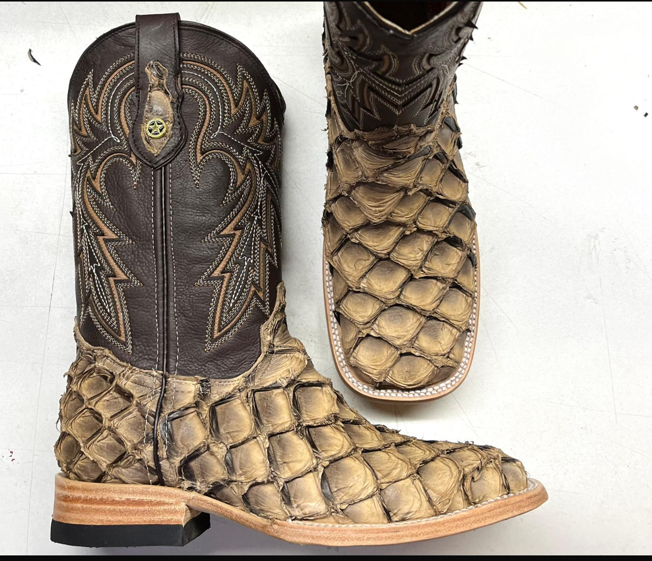 RR Western Exotic Pirarucu Cowboy Boots