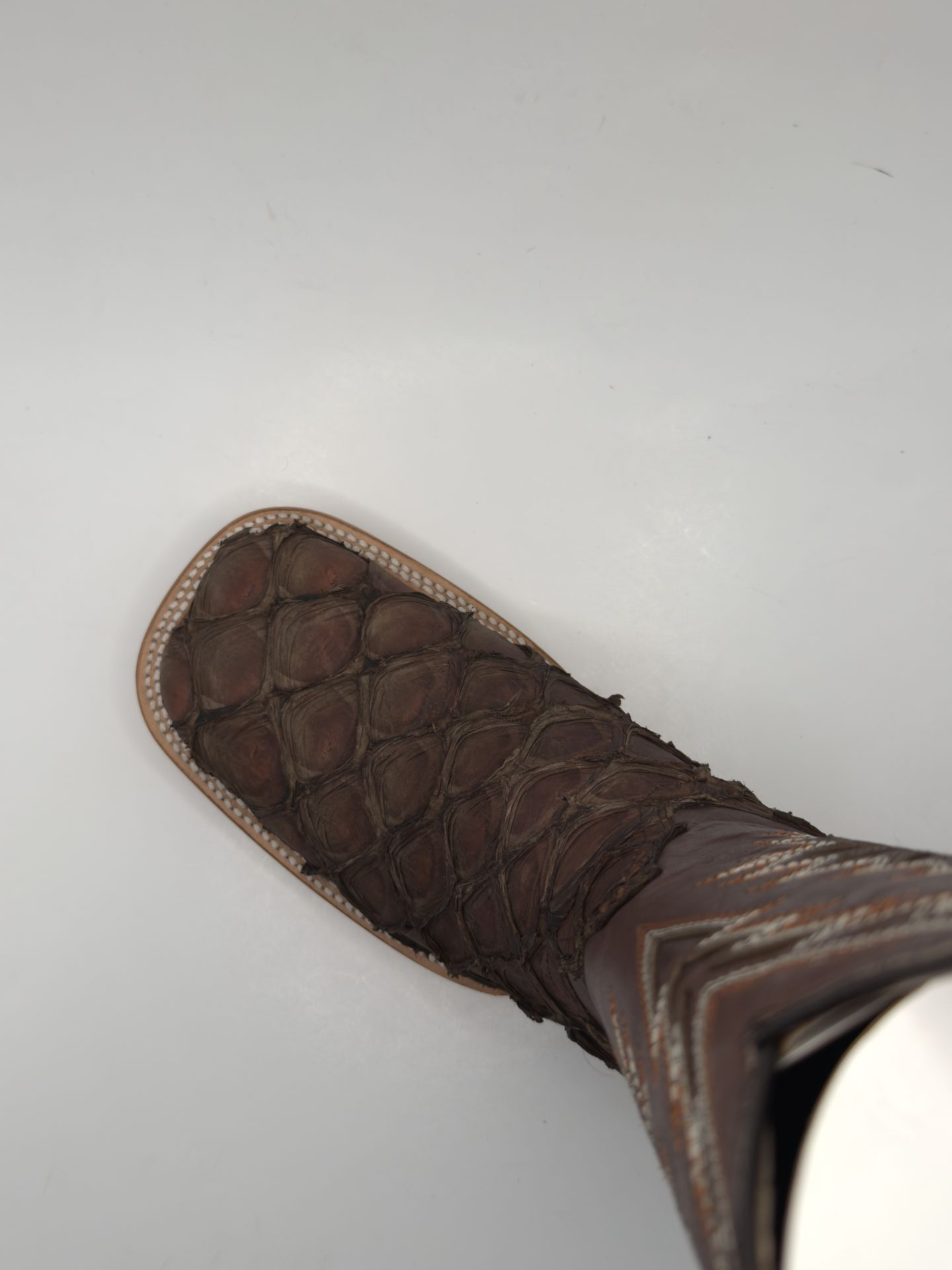 RR Western 'Dark Brown' Exotic Pirarucu Cowboy Boots