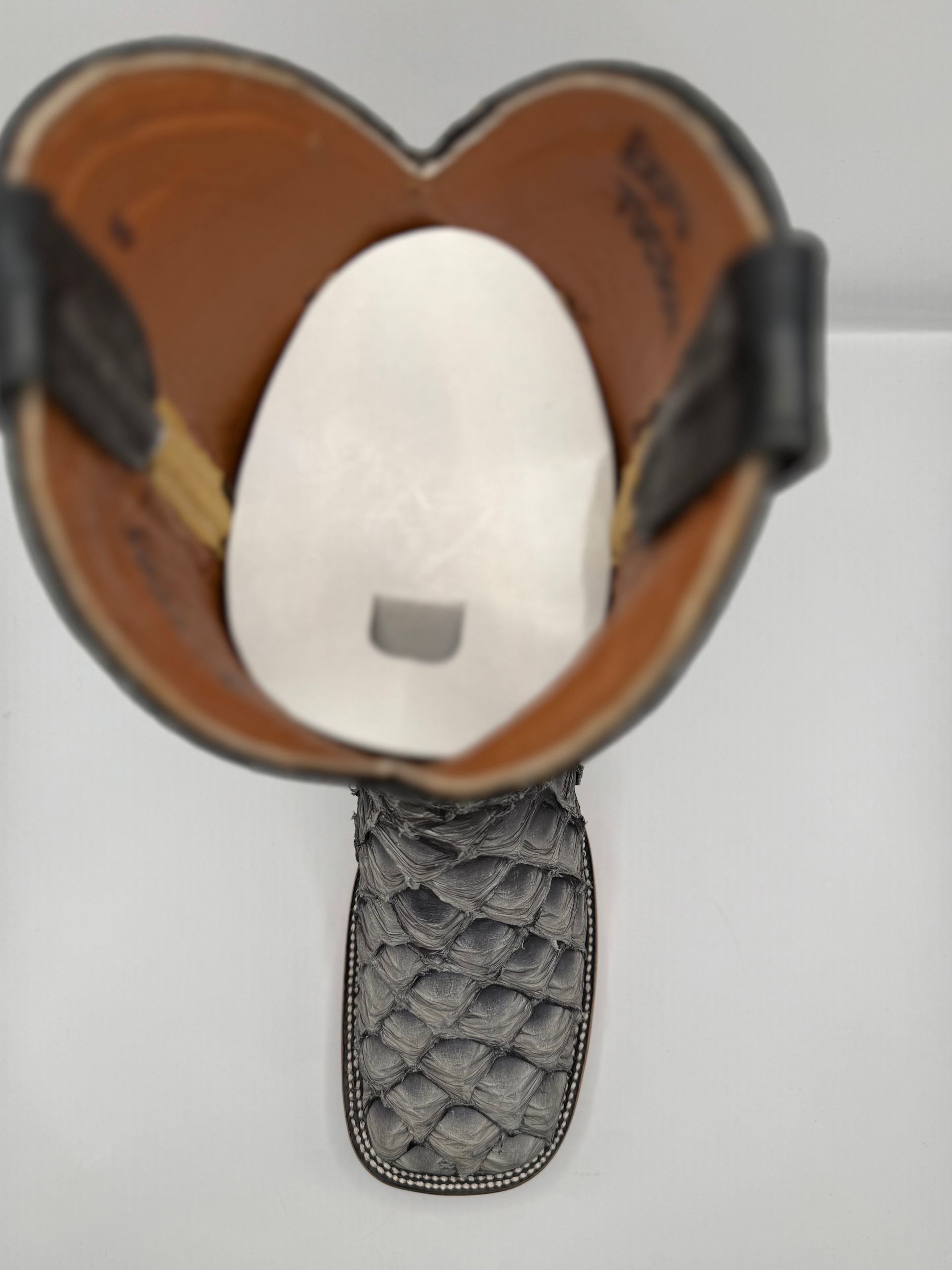 RR Western Mens Exotic Grey Pirarucu Cowboy Boots