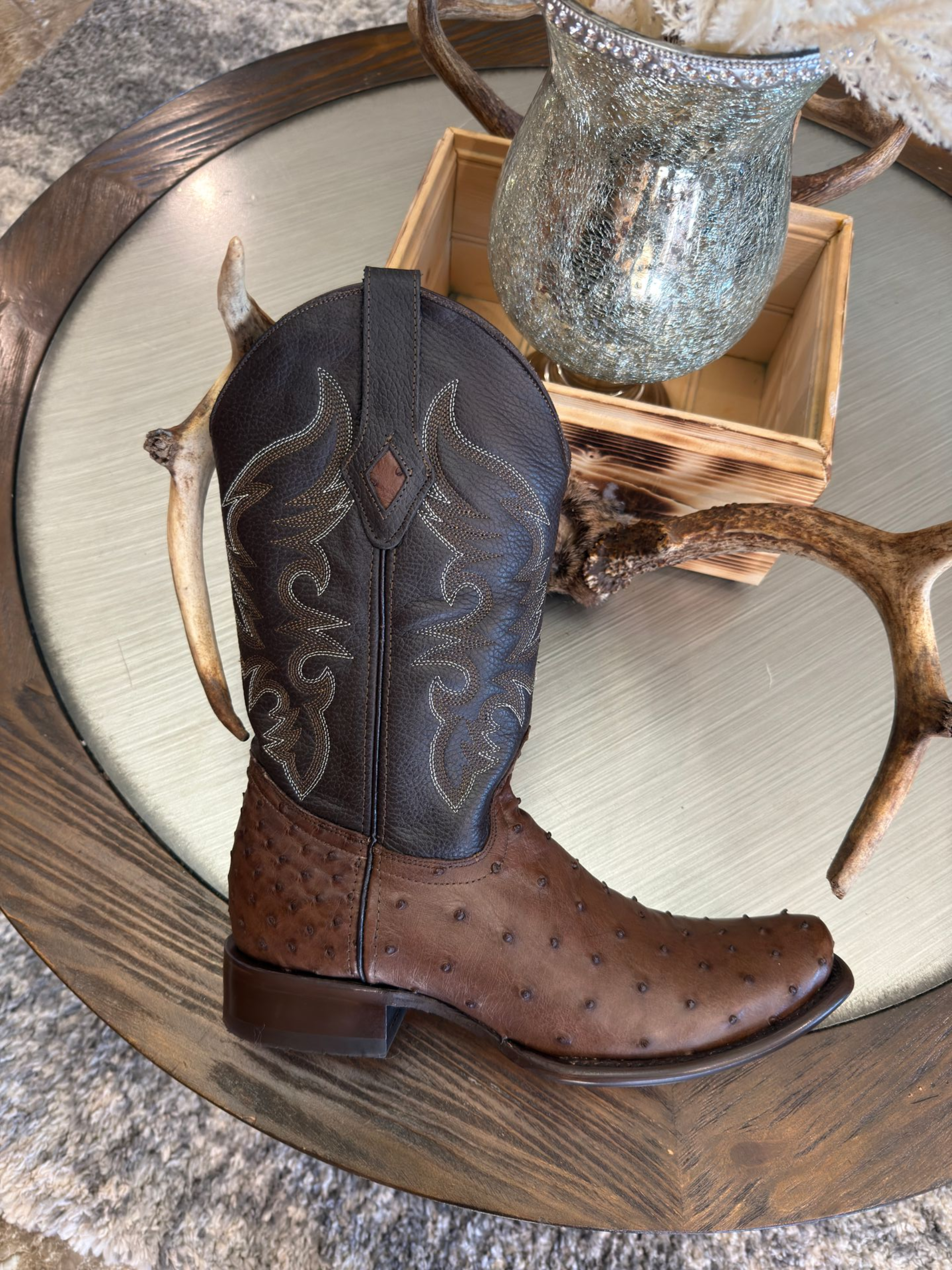 Men's Exotic Ostrich Tobacco Cowboy Boots