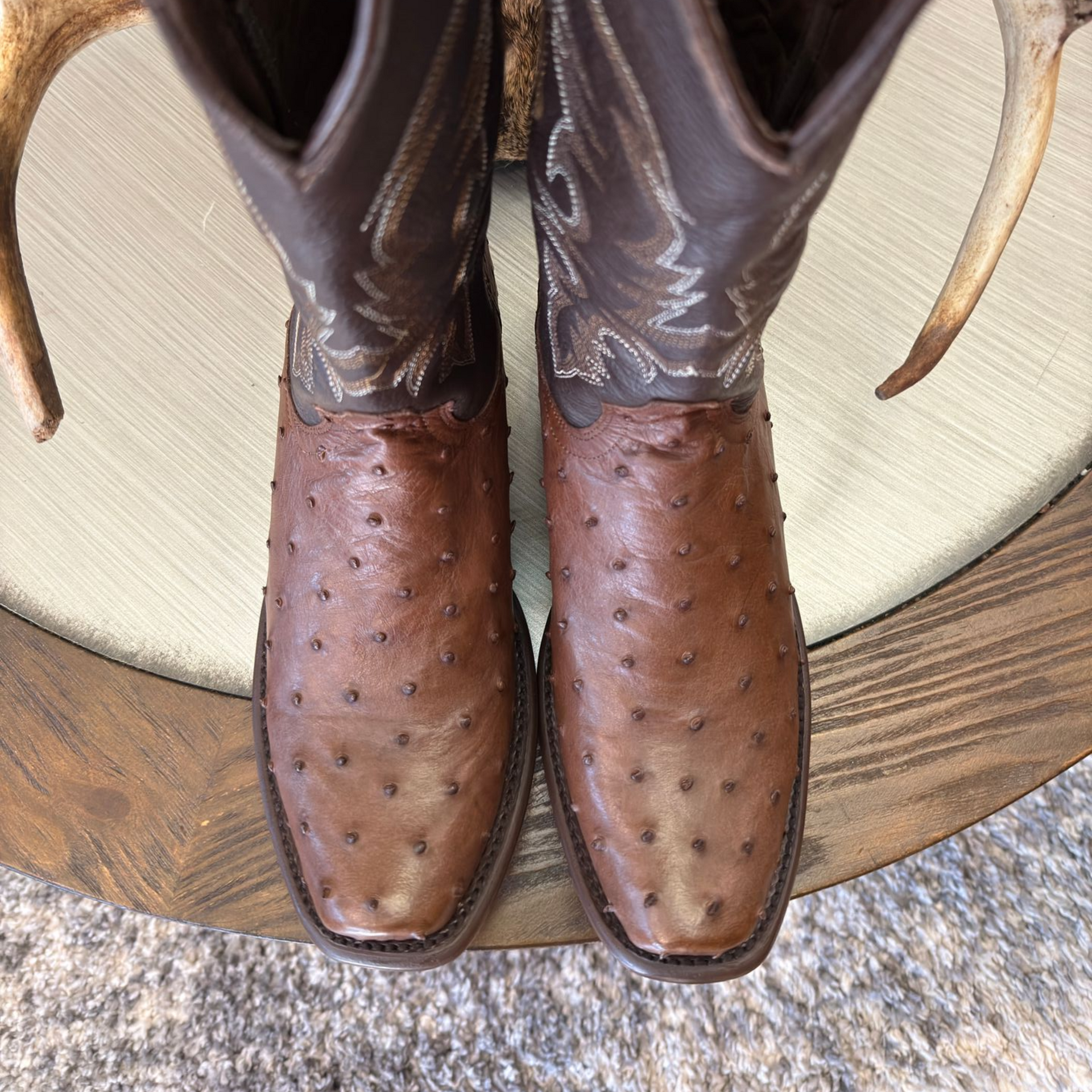 Men's Exotic Ostrich Tobacco Cowboy Boots