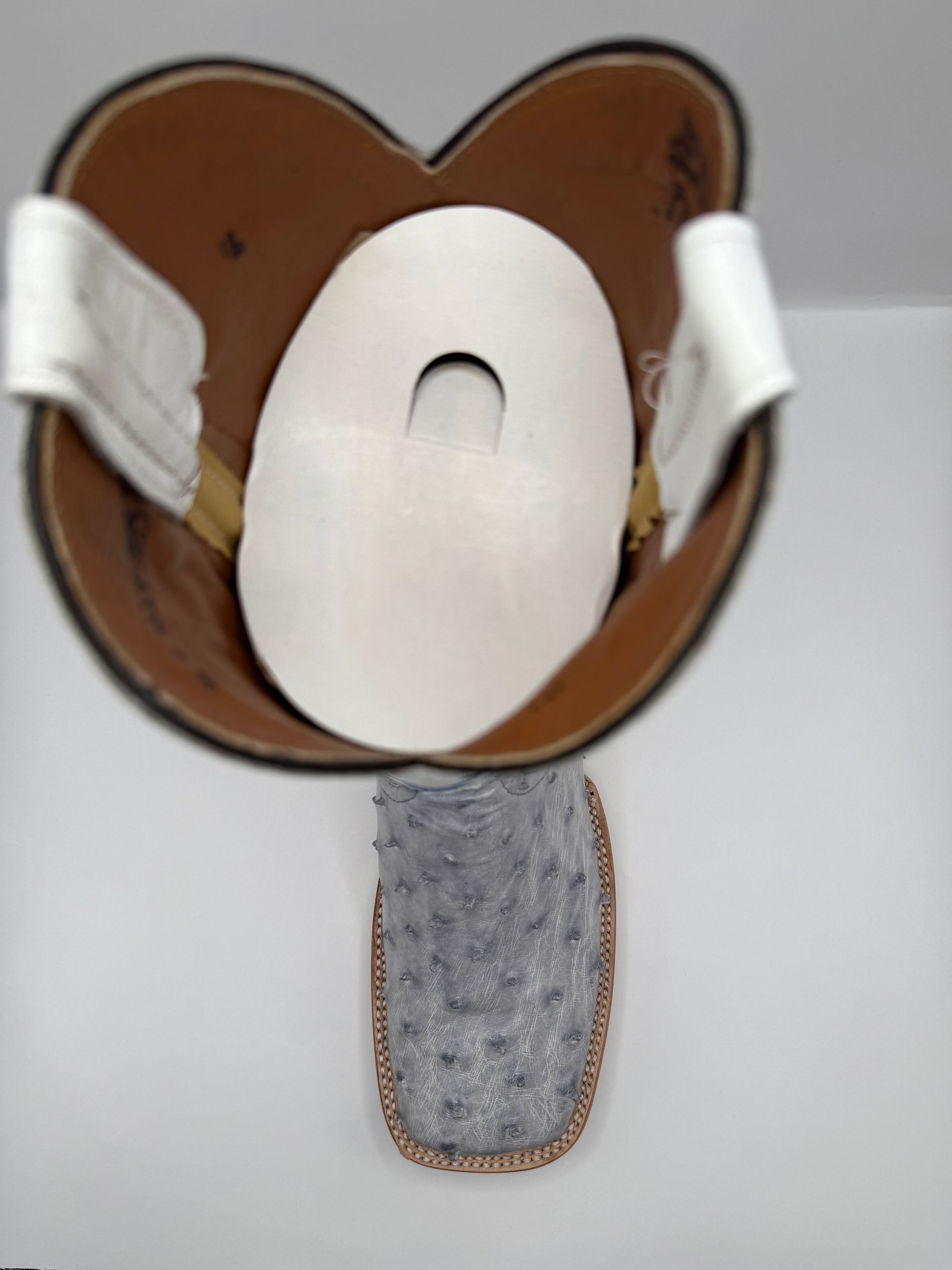 RR Western Mens Exotic White Bruciatto Ostrich Cowboy Boots