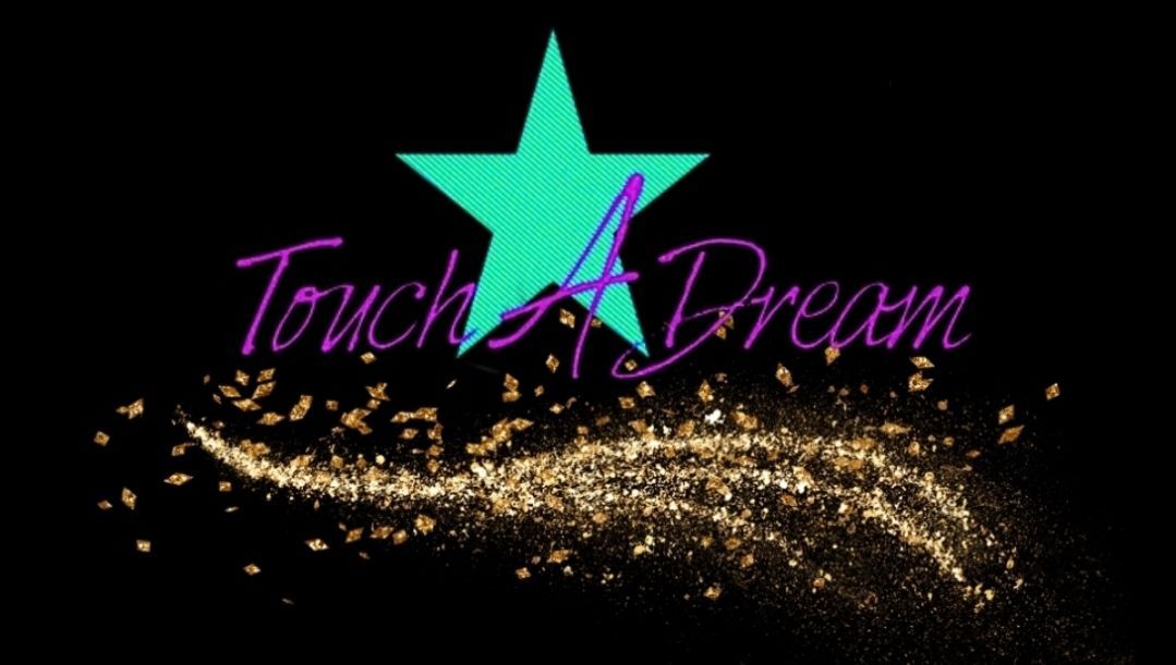 A logo for touch a dream with a star on a black background.