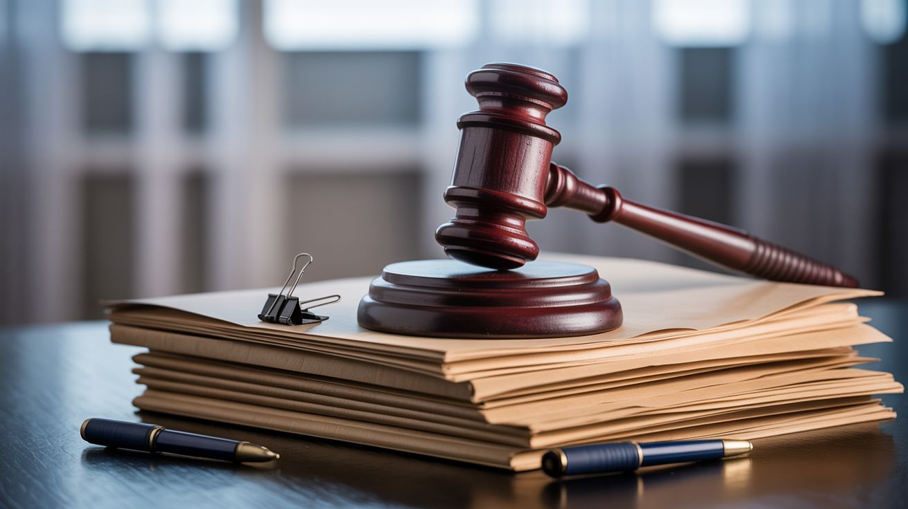 Legal documents and gavel representing UK employment law for workplace drug and alcohol testing 