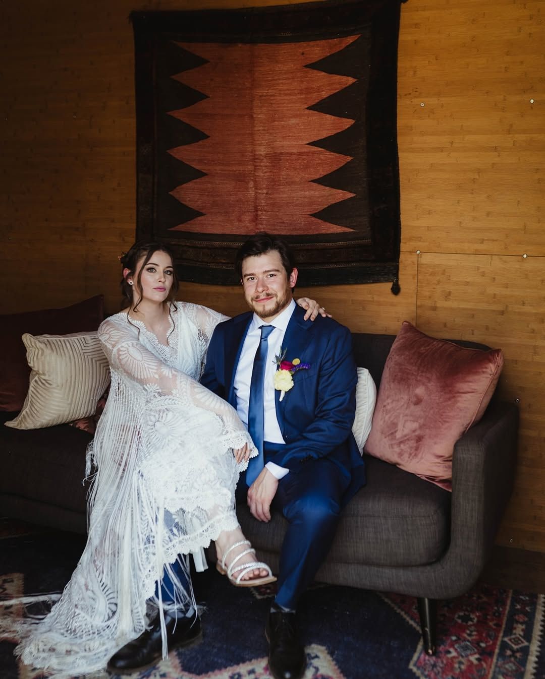 Candid laughter between Julian and Caitlyn on their wedding day