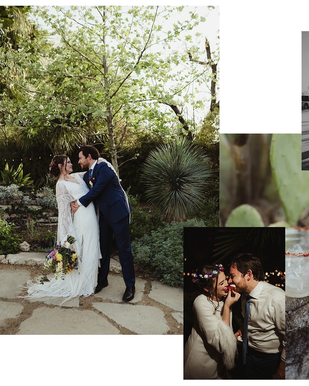 Bride and groom sharing their first dance under twinkle lights