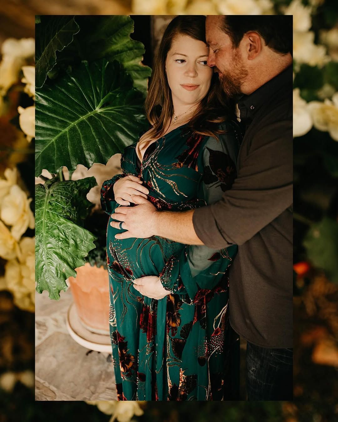 Mother-to-be Megan framed by historic San Antonio architecture