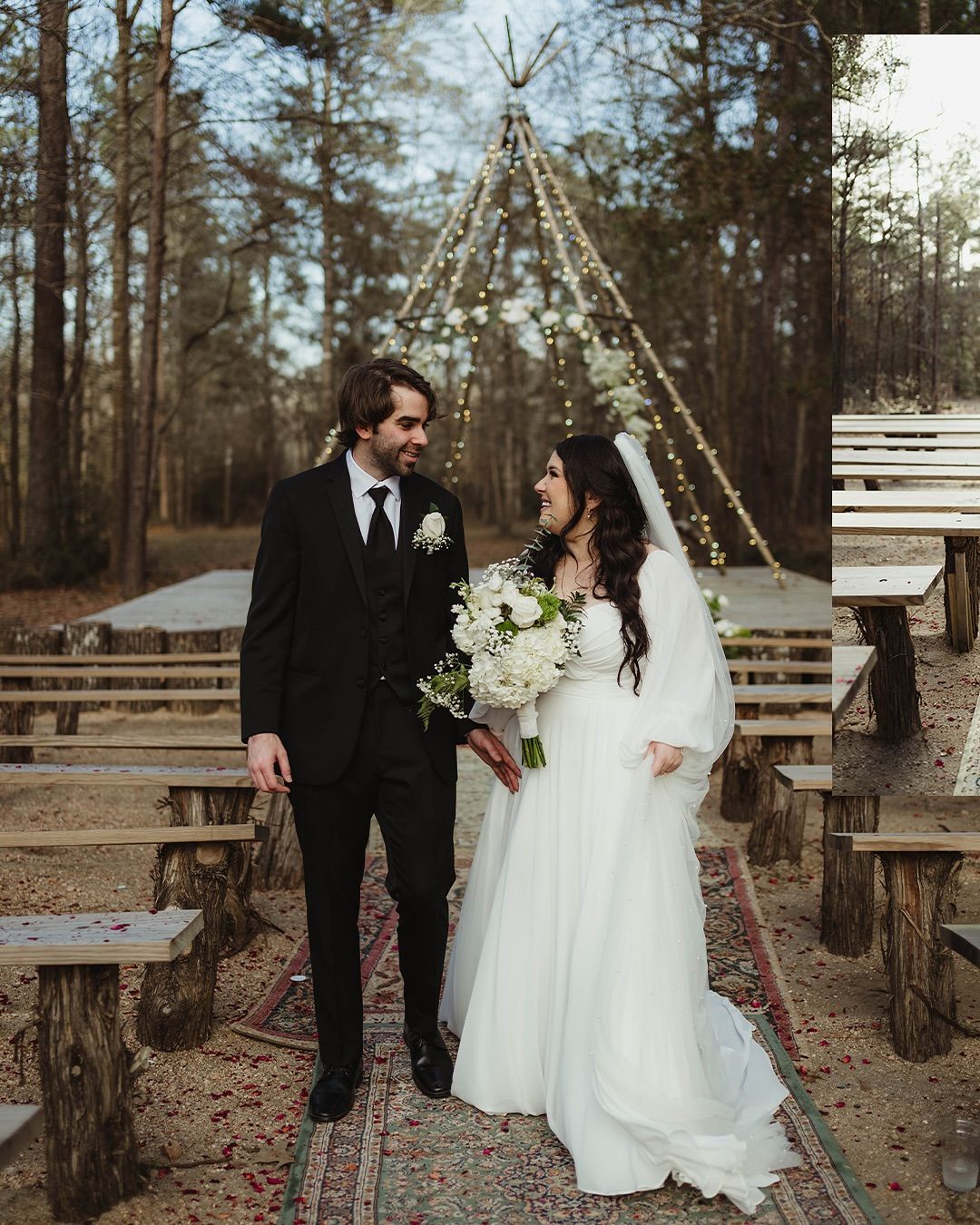 Bride glowing during golden hour at the venue