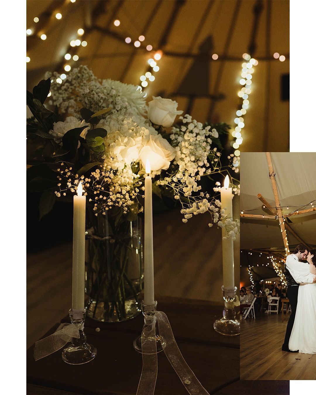 Reception décor styled with boho touches