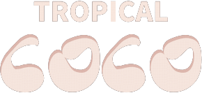 Tropical text above four pastel pink Crocs with heart-shaped cutouts