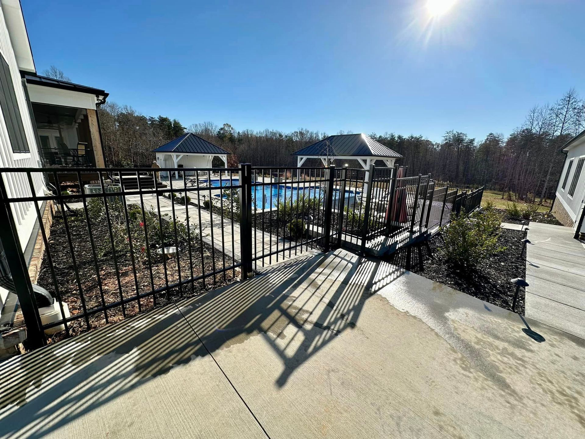 Residential black aluminum fencing