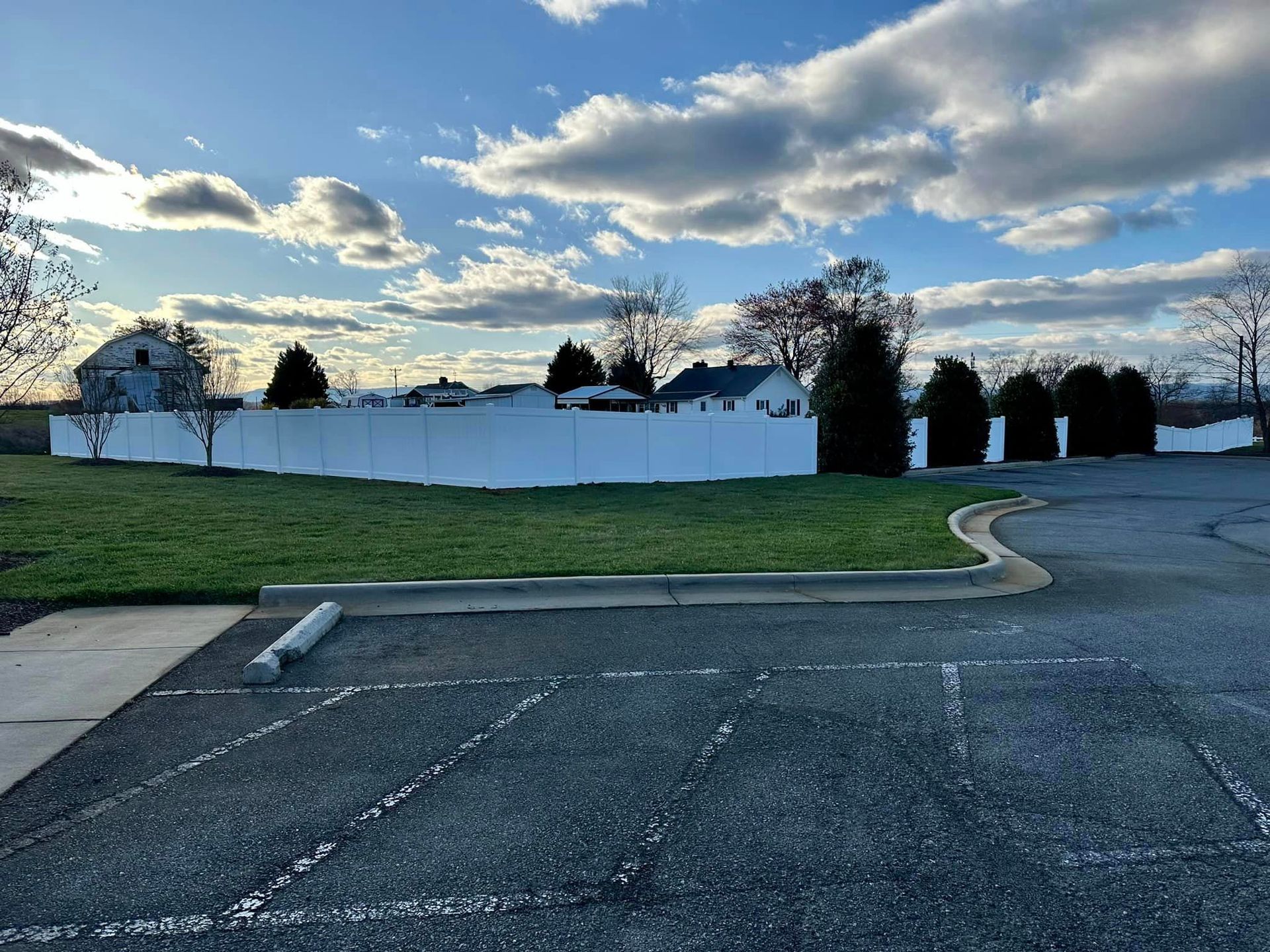vinyl fencing lining the property