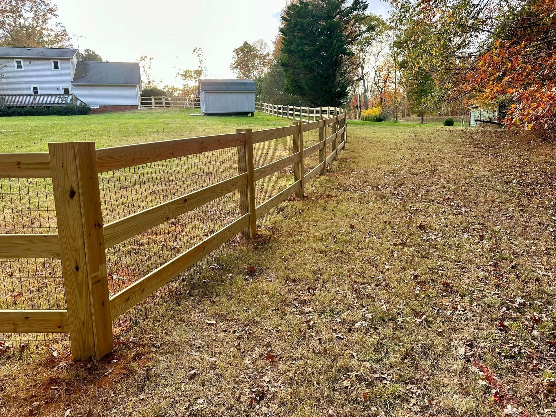 wood fencing with animal fencing