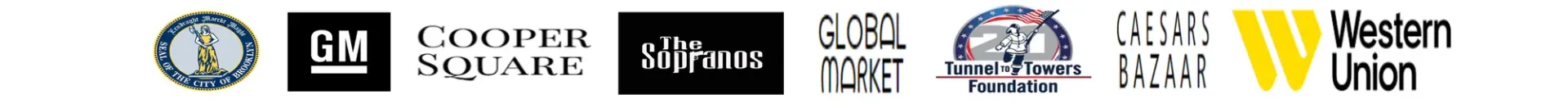 Logos of various companies, including Western Union, on a white background.