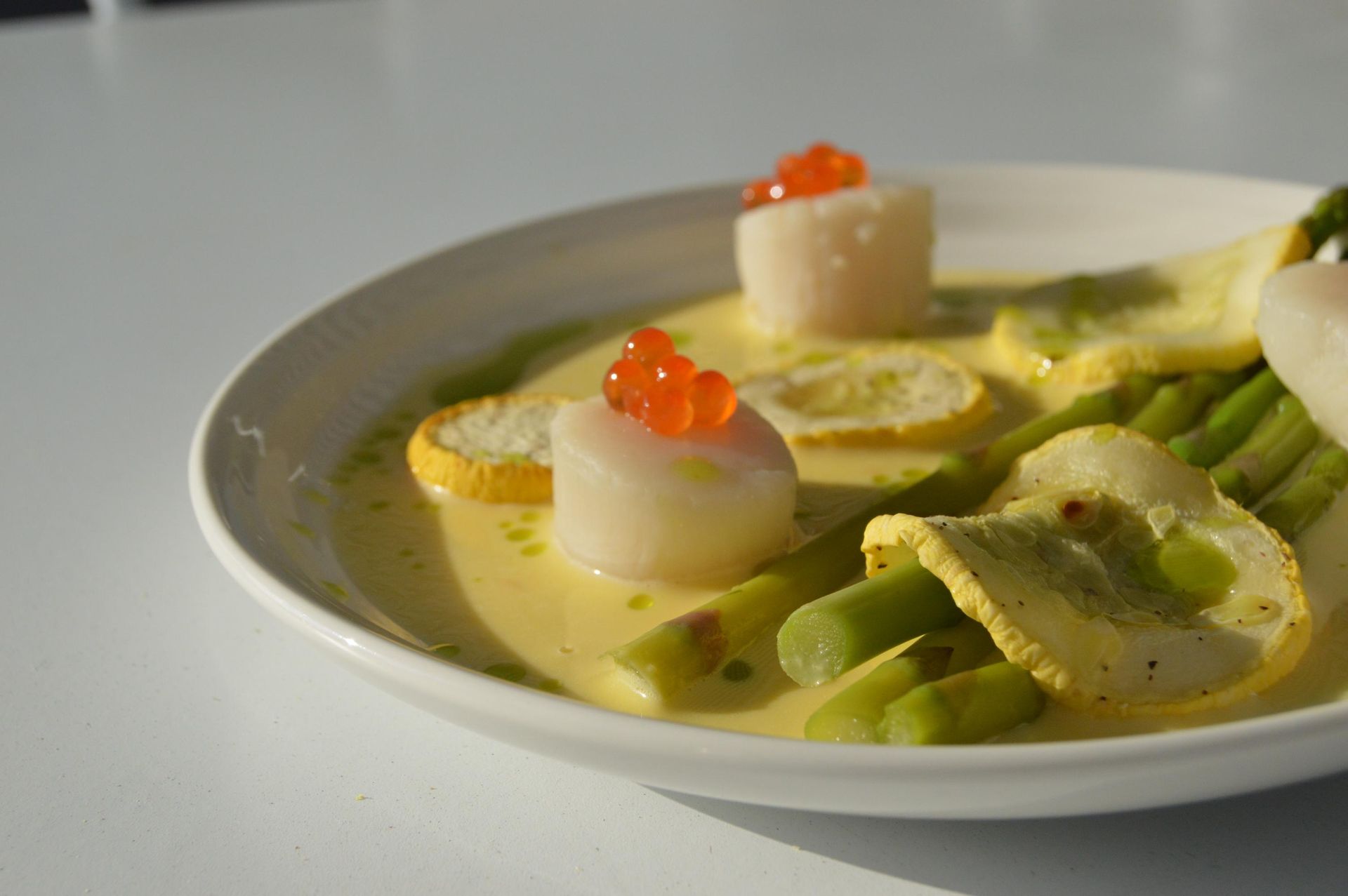 A close up of a plate of food on a table.