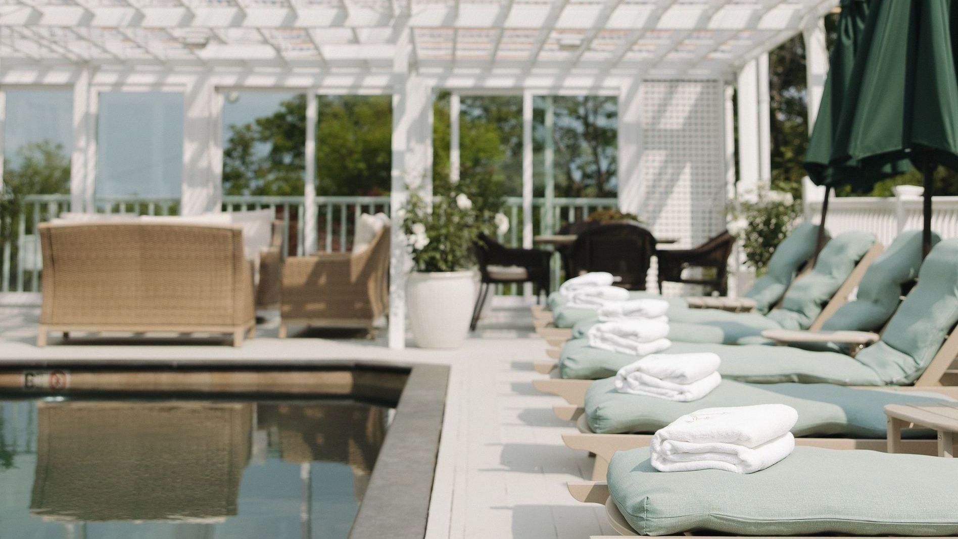 A bed with a basket and a tray on it