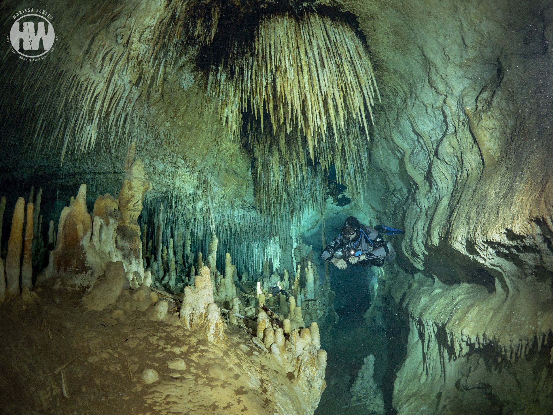 Scuba diving at cave