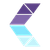 A geometric arrow logo made of four stacked segments in shades of blue and purple, pointing to the left.