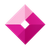 A square icon rotated 45 degrees, featuring four triangular segments in shades of light and dark magenta around a white center.