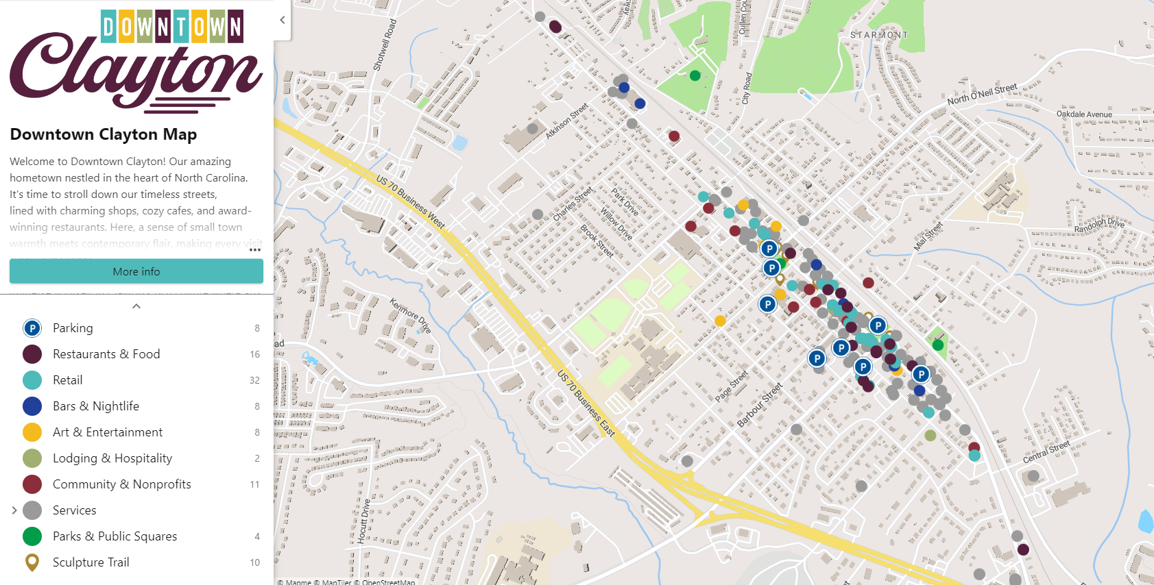 A map of clayton is shown on a computer screen.