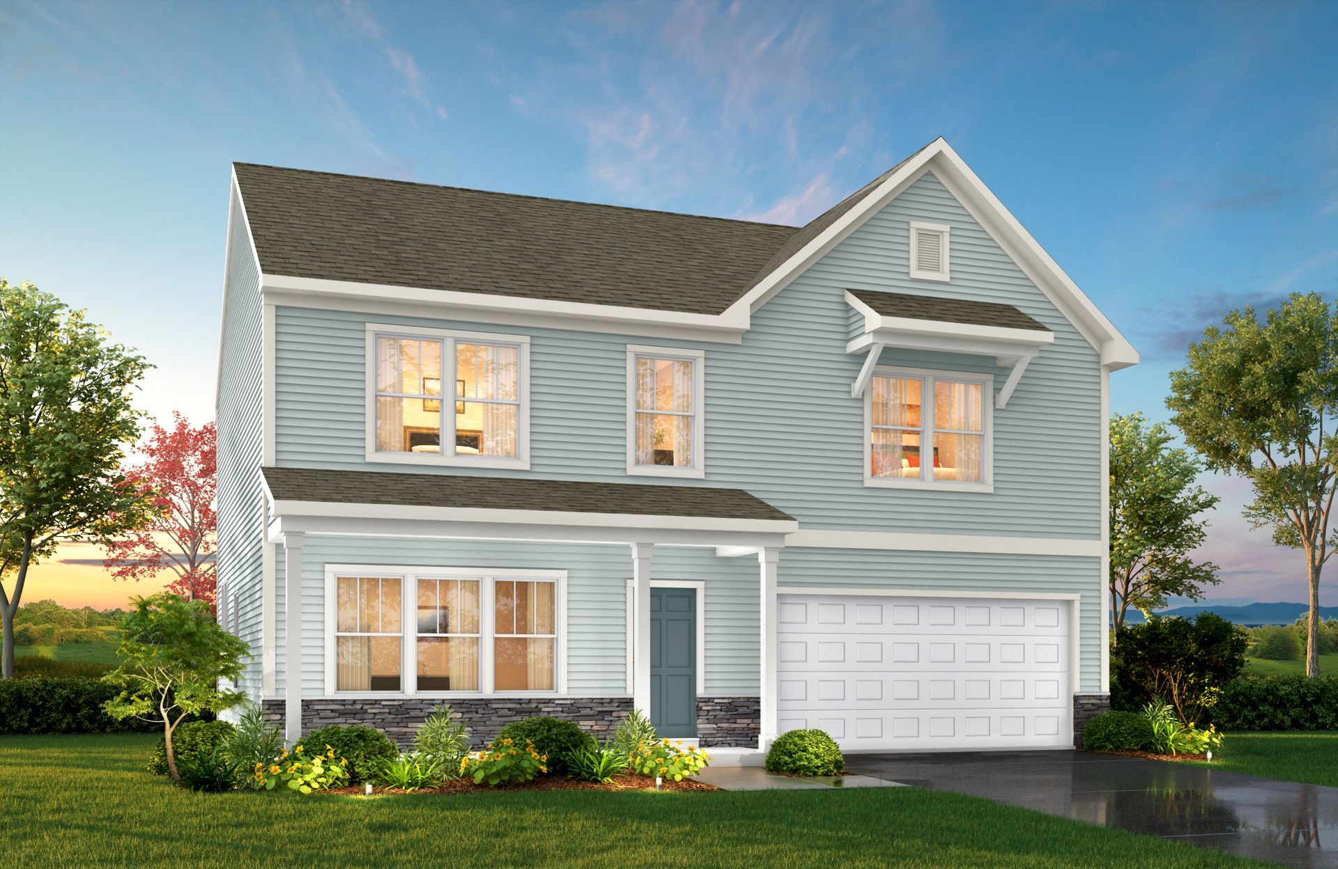 an artist 's impression of a house with a garage and a lot of windows .