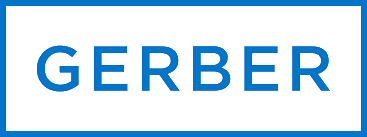 A blue and white gerber logo on a white background.