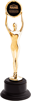 a nahb trophy with a woman holding a circle in her hands