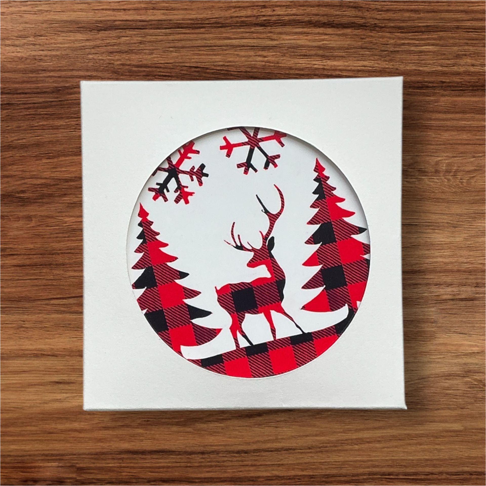 Buffalo Plaid Winter Deer