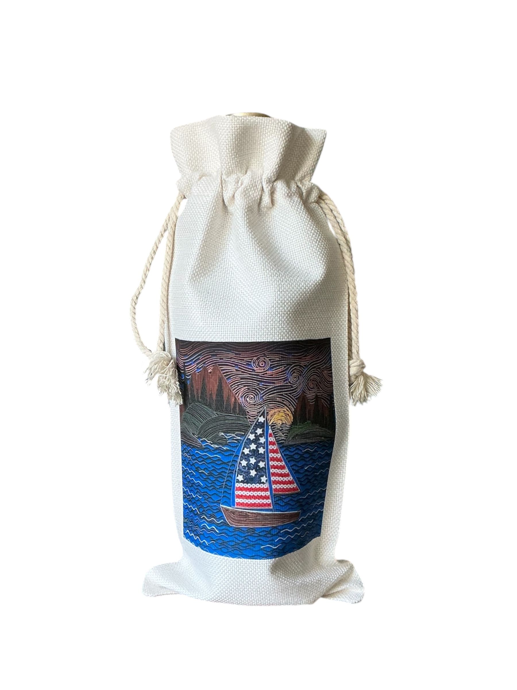 July 4th Sailboat Wine Bag