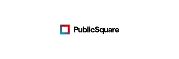 PublicSquare logo: square with red and teal gradients, and the text